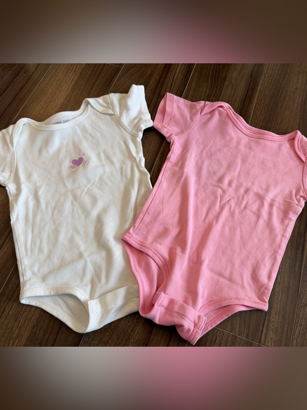 Kirkland Baby Bodysuits Set of 2 Pink & White – 18–24M